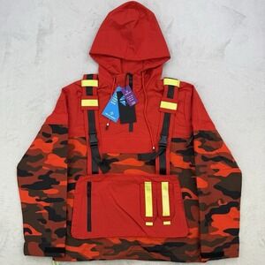 Create 2MRW Jacket Mens Large Tactical Anorak Red Orange Camo Chest Rig